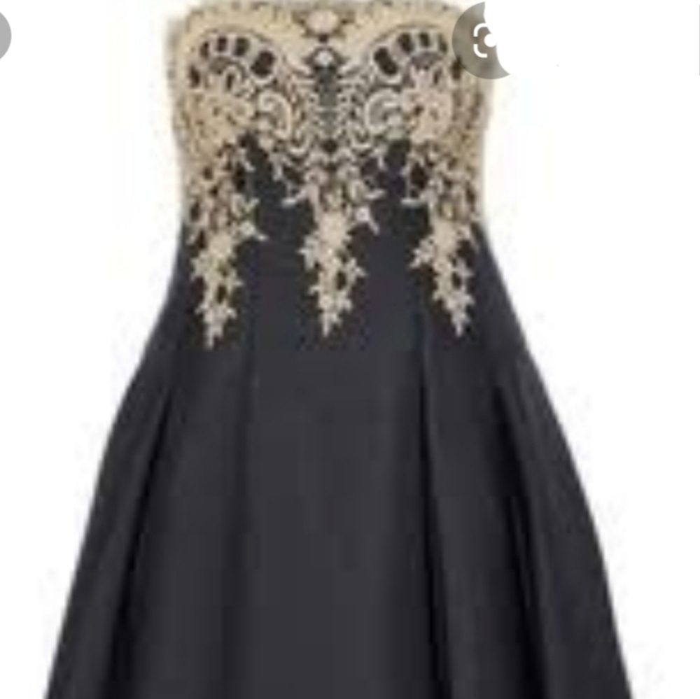 Mikael Aghal Black Dress/Gold Embroidery